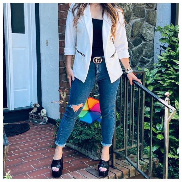 31 Made in France Zipper Trim Off white Fabulous Jacket - Picture 7 of 7